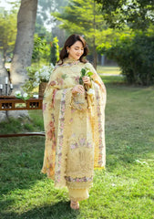 BrandsInn-3PC LAWN EMBROIDERED SHIRT WITH CHIFFON PRINTED EMBROIDERED DUPATTA AND TROUSER-BI-4801