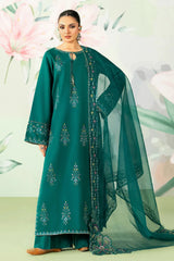 BrandsInn-3PC LAWN SEQUIN EMBROIDERED SHIRT WITH ORGANZA EMBROIDERED DUPATTA AND TROUSER-BI-4635