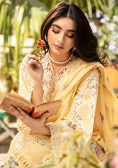 BrandsInn-3PC LAWN CHIKANKARI EMBROIDERED SHIRT WITH KHADDI NET EMBROIDERED DUPATTA AND TROUSER-BI-4729