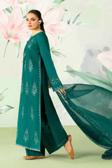 BrandsInn-3PC LAWN SEQUIN EMBROIDERED SHIRT WITH ORGANZA EMBROIDERED DUPATTA AND TROUSER-BI-4635