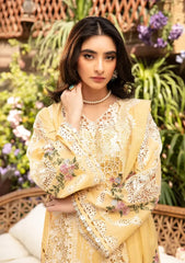 BrandsInn-3PC LAWN CHIKANKARI EMBROIDERED SHIRT WITH KHADDI NET EMBROIDERED DUPATTA AND TROUSER-BI-4729