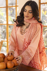 MIRAKHI-3PC LAWN LASERCUT EMBROIDERED SHIRT WITH MOARK PRINT DUPATTA-VOL-2-BI-132