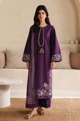BrandsInn-3PC DHANAK EMBROIDERED SHIRT WITH WOOL PRINTED SHAWL & TROUSER-BI-5101