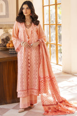 MIRAKHI-3PC LAWN LASERCUT EMBROIDERED SHIRT WITH MOARK PRINT DUPATTA-VOL-2-BI-132