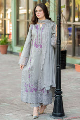 BrandsInn-3PC DHANAK EMBROIDERED SHIRT WITH DHANAK SHAWL AND TROUSER-BI-4137