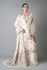 BrandsInn-3PC KARANDI EMBROIDERED SHIRT WITH KARANDI EMBROIDERED SHAWL AND KARANDI TROUSER-BI-5254