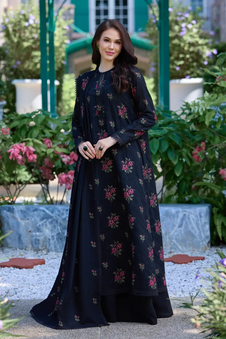 BrandsInn-3PC DHANAK EMBROIDERED SHIRT WITH DHANAK EMBROIDERED SHAWL AND TROUSER-BI-5296