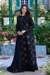 BrandsInn-3PC DHANAK EMBROIDERED SHIRT WITH DHANAK EMBROIDERED SHAWL AND TROUSER-BI-5296