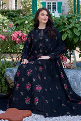 BrandsInn-3PC DHANAK EMBROIDERED SHIRT WITH DHANAK EMBROIDERED SHAWL AND TROUSER-BI-5296