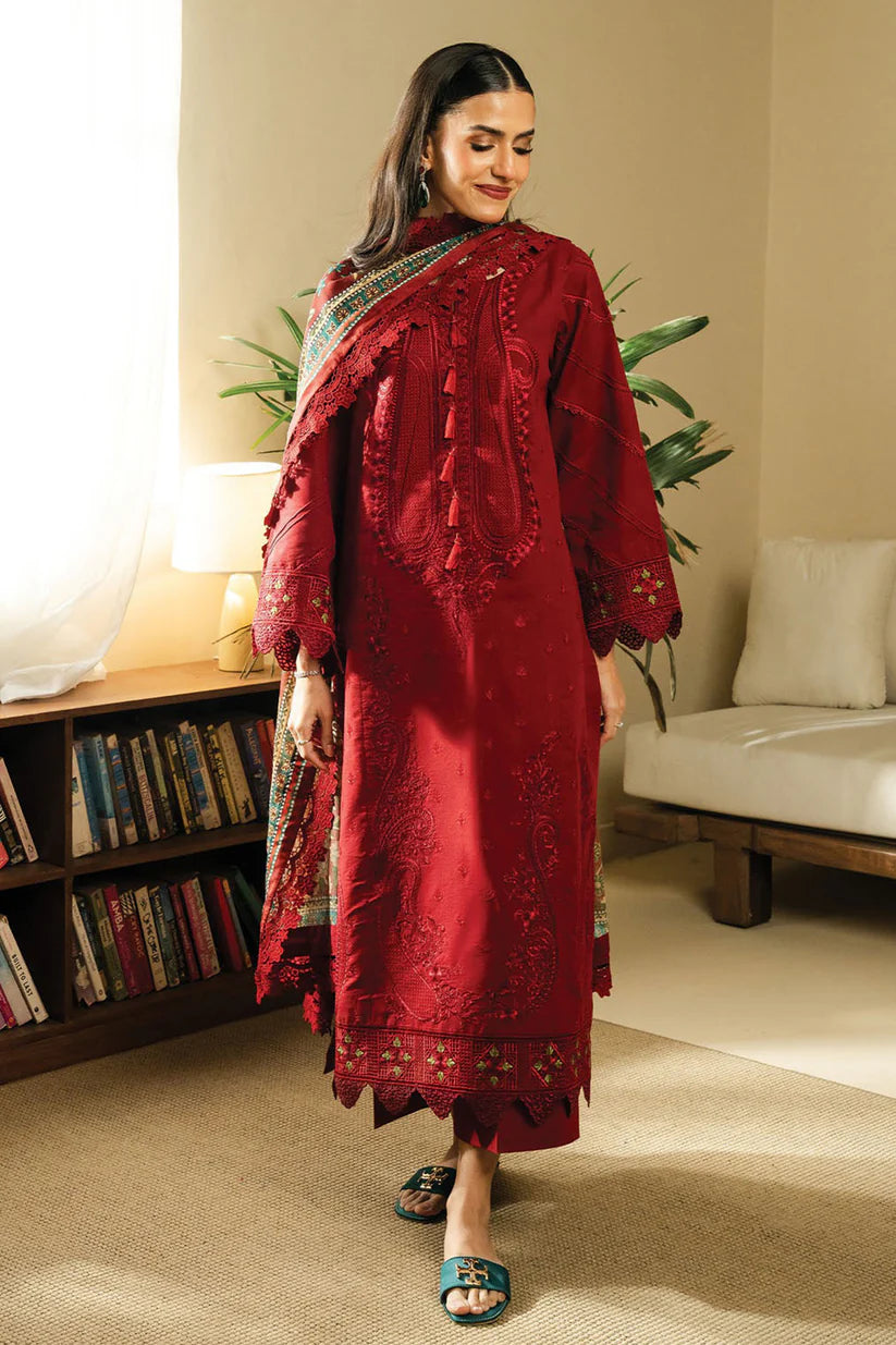 BrandsInn-3PC DHANAK EMBROIDERED SHIRT WITH COUTRAI WOOL PRINTED SHAWL AND TROUSER-BI-4068