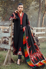 BrandsInn-3PC KHADDAR HEAVY EMBROIDERED SHIRT WITH WOOL PRINTED SHAWL AND TROUSER -BI-4319
