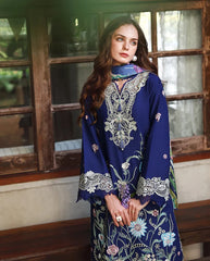 BrandsInn-3PC LAWN EMBROIDERED SHIRT WITH CHIFFON PRINTED DUPATTA AND TROUSER-BI-4926