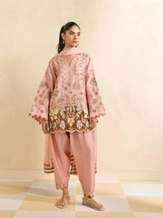 BrandsInn-3PC DHANAK EMBROIDERED SHIRT WITH DHANAK EMBROIDERED SHAWL AND TROUSER-BI-5298