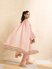 BrandsInn-3PC DHANAK EMBROIDERED SHIRT WITH DHANAK EMBROIDERED SHAWL AND TROUSER-BI-5298