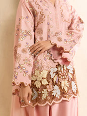 BrandsInn-3PC DHANAK EMBROIDERED SHIRT WITH DHANAK EMBROIDERED SHAWL AND TROUSER-BI-5298