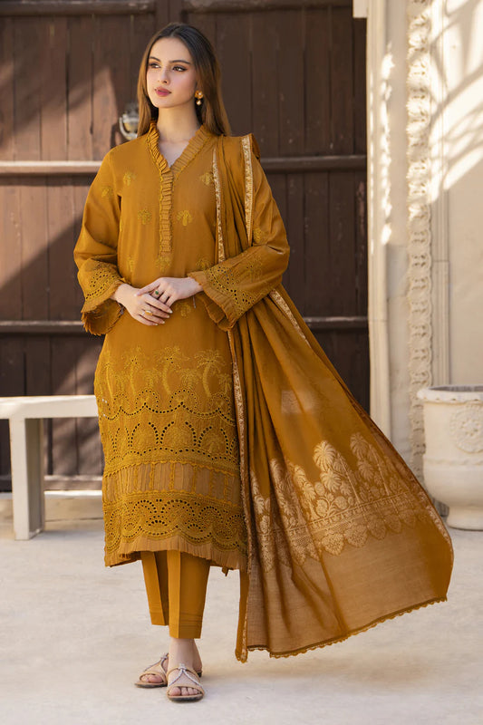 MIRAKHI-3PC LAWN CHIKENKARI EMBROIDERED SHIRT WITH LAWN JAQUARD PRINT DUPATTA -BI-190