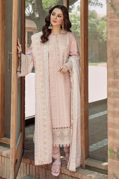 BrandsInn-3PC LAWN LASERCUT EMBROIDERED SHIRT WITH MONARK EMBROIDERED DUPATTA AND TROUSER-BI-308