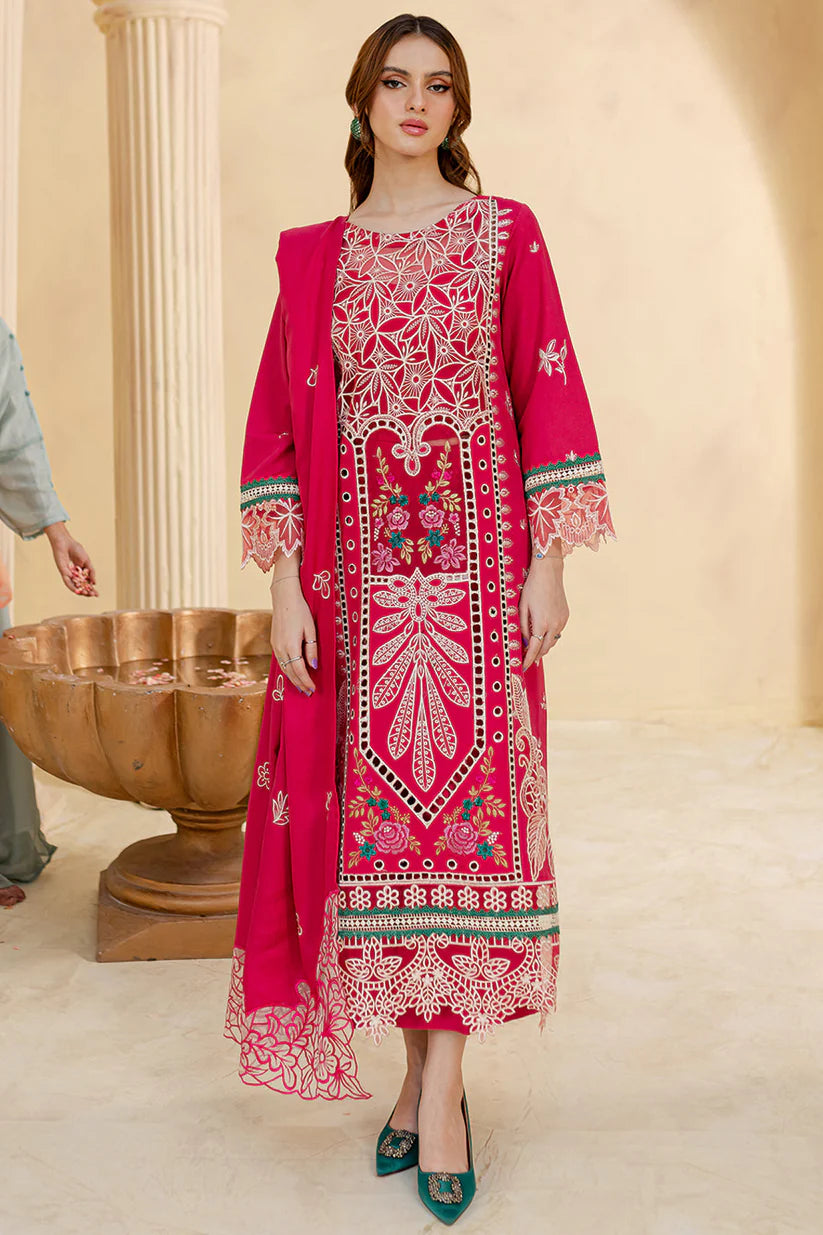 BrandsInn-3PC LAWN LASER EMBROIDERED SHIRT WITH LAWN LASER EMBROIDERED READY TO WEAR DUPATTA-BI-135