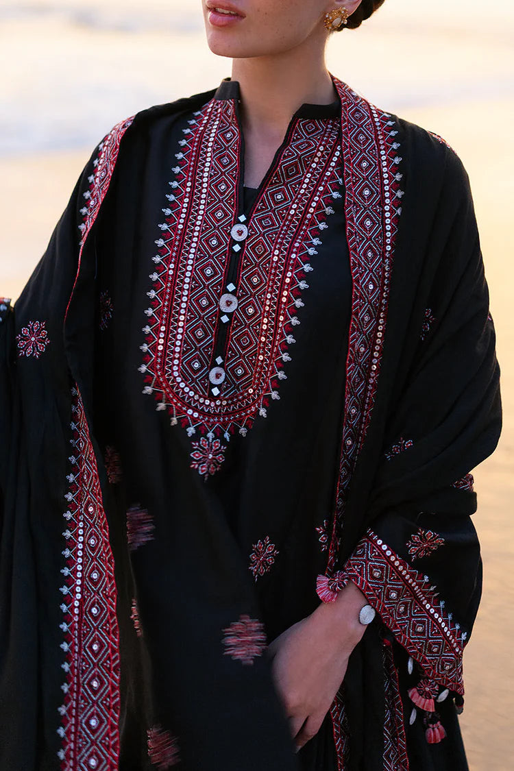 BrandsInn-3PC DHANAK EMBROIDERED SHIRT WITH DHANAK EMBROIDERED SHAWL AND TROUSER BI-4336