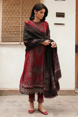 BrandsInn- DHANAK 3PC EMBROIDERED SHIRT WITH COUTRAI WOOL PRINT SHAWL -BI-4055