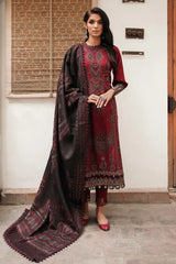 BrandsInn- DHANAK 3PC EMBROIDERED SHIRT WITH COUTRAI WOOL PRINT SHAWL -BI-4055
