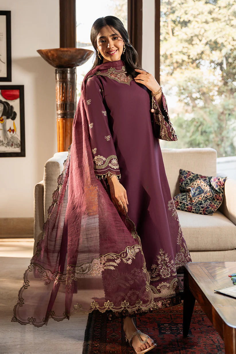BrandsInn-3PC LAWN EMBROIDERED SHIRT WITH ORGANZA EMBROIDERED DUPATTA & TROUSER-BI-373
