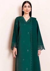 BrandsInn-3PC DHANAK EMBROIDERED SHIRT WITH SILK EMBROIDERED DUPATTA AND TROUSER-BI-5196