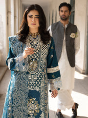 BrandsInn-3PC LAWN EMBROIDERED SHIRT WITH ORGANZA EMBROIDERED DUPATTA AND TROUSER-BI-4609