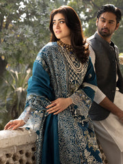 BrandsInn-3PC LAWN EMBROIDERED SHIRT WITH ORGANZA EMBROIDERED DUPATTA AND TROUSER-BI-4609