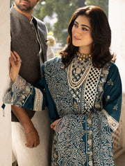 BrandsInn-3PC LAWN EMBROIDERED SHIRT WITH ORGANZA EMBROIDERED DUPATTA AND TROUSER-BI-4609