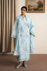 BrandsInnL-3PC LAWN PRINTED EMB SHIRT WITH SILK PRINTED DUPATTA AND PRINTED TROUSER-BI-043