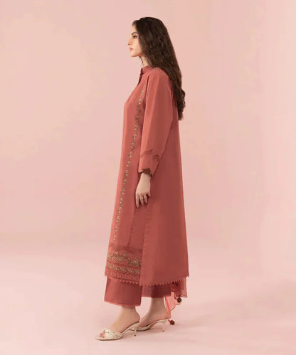 BrandsInn-3PC DHANAK EMBROIDERED SHIRT WITH BAMBER CHIFFON EMBROIDERED DUPATTA-BI-4167