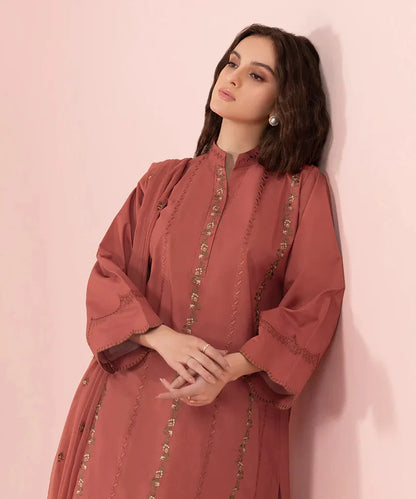 BrandsInn-3PC DHANAK EMBROIDERED SHIRT WITH BAMBER CHIFFON EMBROIDERED DUPATTA-BI-4167