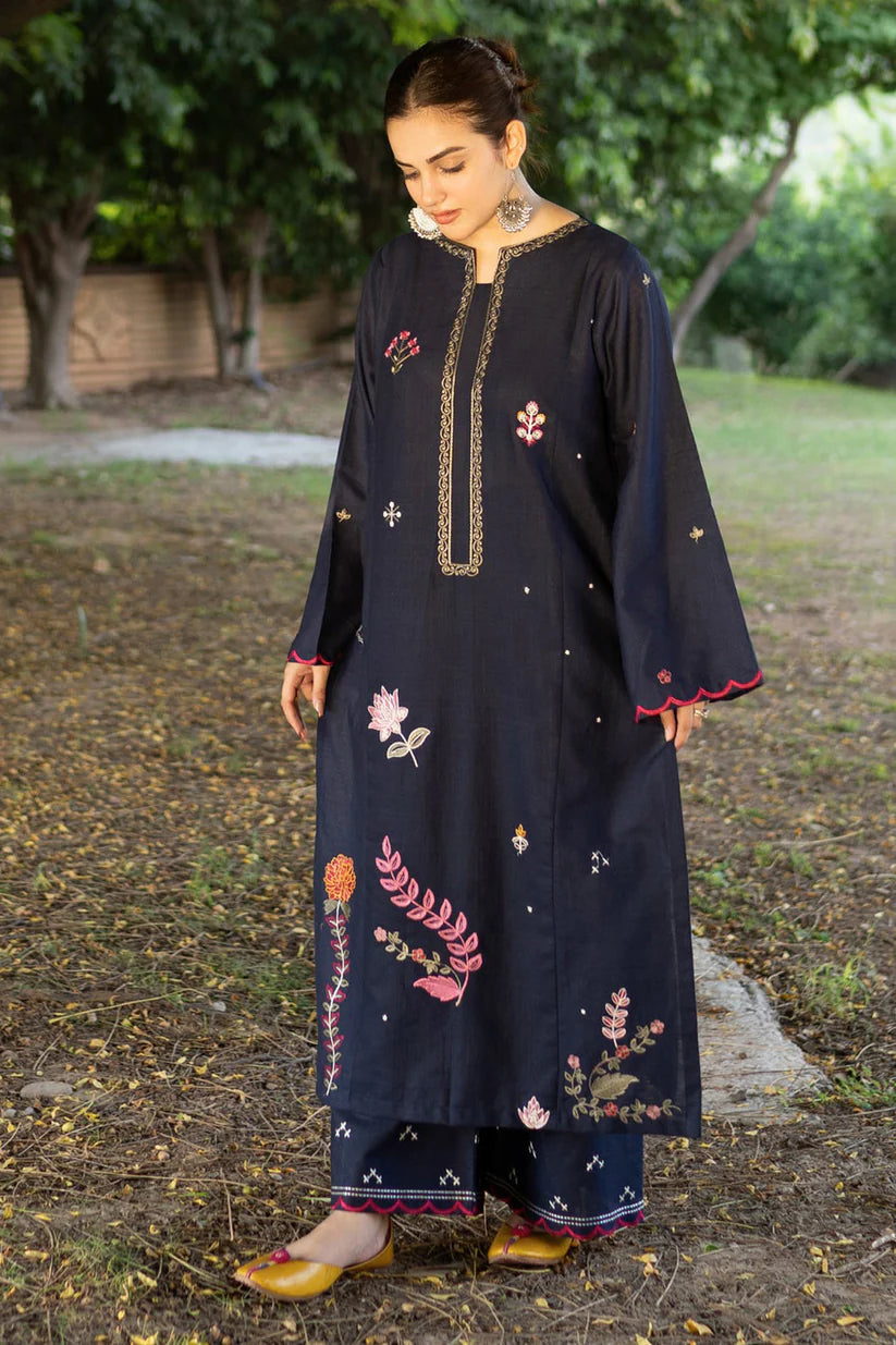 BrandsInn- 2PC Dhanak Embroidered Shirt With Dhanak Embroidered Trouser-BI-4081