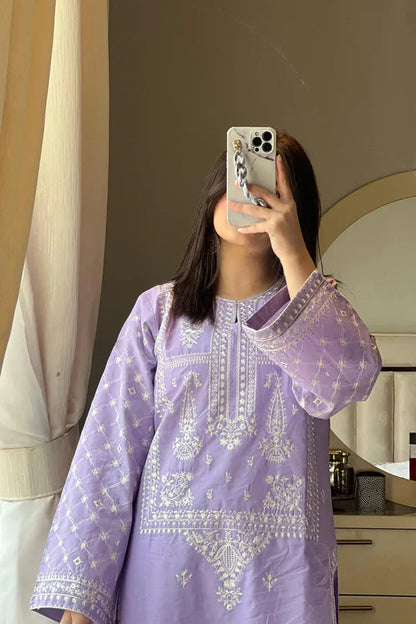 BrandsInn-2PC DHANAK EMBROIDERED SHIRT AND EMBROIDRED TROUSER-BI-120
