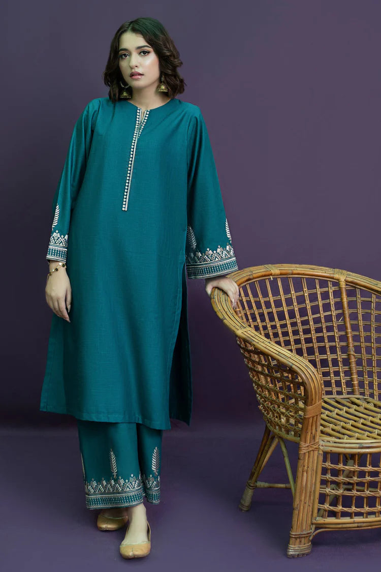 BrandsInn-2PC DHANAK EMBROIDERED SHIRT AND EMBROIDRED TROUSER-BIC-113
