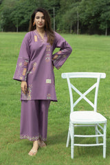 BrandsInn-2PC DHANAK EMBROIDERED SHIRT WITH DHANAK EMBROIDRED TROUSER-BI-137