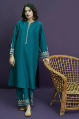 BrandsInn-2PC DHANAK EMBROIDERED SHIRT AND EMBROIDRED TROUSER-BIC-113