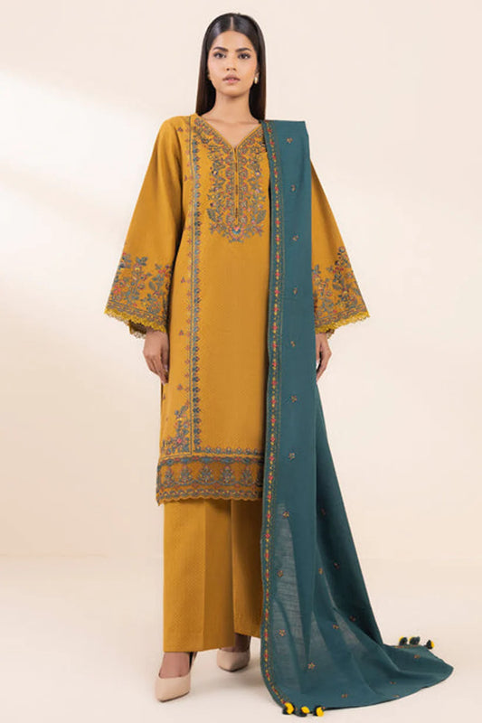 BrandsInn- 3PC LAWN EMBROIDERED SHIRT WITH LAWN EMBROIDERED DUPATTA AND TROUSER-BI-200