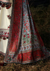 BrandsInn-3PC DHANAK EMBROIDERED SHIRT WITH WOOL PRINTED SHAWL AND EMB TROUSER -BI-5186