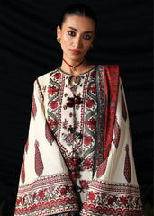 BrandsInn-3PC DHANAK EMBROIDERED SHIRT WITH WOOL PRINTED SHAWL AND EMB TROUSER -BI-5186