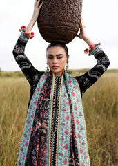 BrandsInn-3PC KARANDI EMBROIDERED SHIRT WITH COUTRAI PRINTED SHAWL AND EMB TROUSER-BI-5220