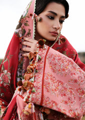 BrandsInn-3PC DHANAK EMBROIDERED SHIRT WITH WOOL PRINT SHAWL AND EMB TROUSER -BI-5160