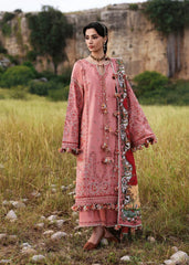 BrandsInn-3PC DHANAK EMBROIDERED SHIRT WITH WOOL PRINT SHAWL AND EMB TROUSER -BI-5160
