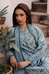 BrandsInn-3PC LAWN EMBROIDERED SHIRT WITH KHADDI NET EMB DUPATTA AND TROUSER-BI-4750