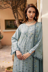 BrandsInn-3PC LAWN EMBROIDERED SHIRT WITH KHADDI NET EMB DUPATTA AND TROUSER-BI-4750