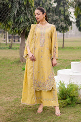 BrandsInn-3PC LAWN EMBROIDERED SHIRT WITH CHIFFON EMBROIDERED DUPATTA AND TROUSER-BI-4816