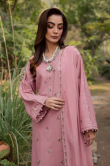 BrandsInn-3PC LAWN EMBROIDERED SHIRT WITH CHIFFON EMBROIDERED DUPATTA AND TROUSER-BI-4755