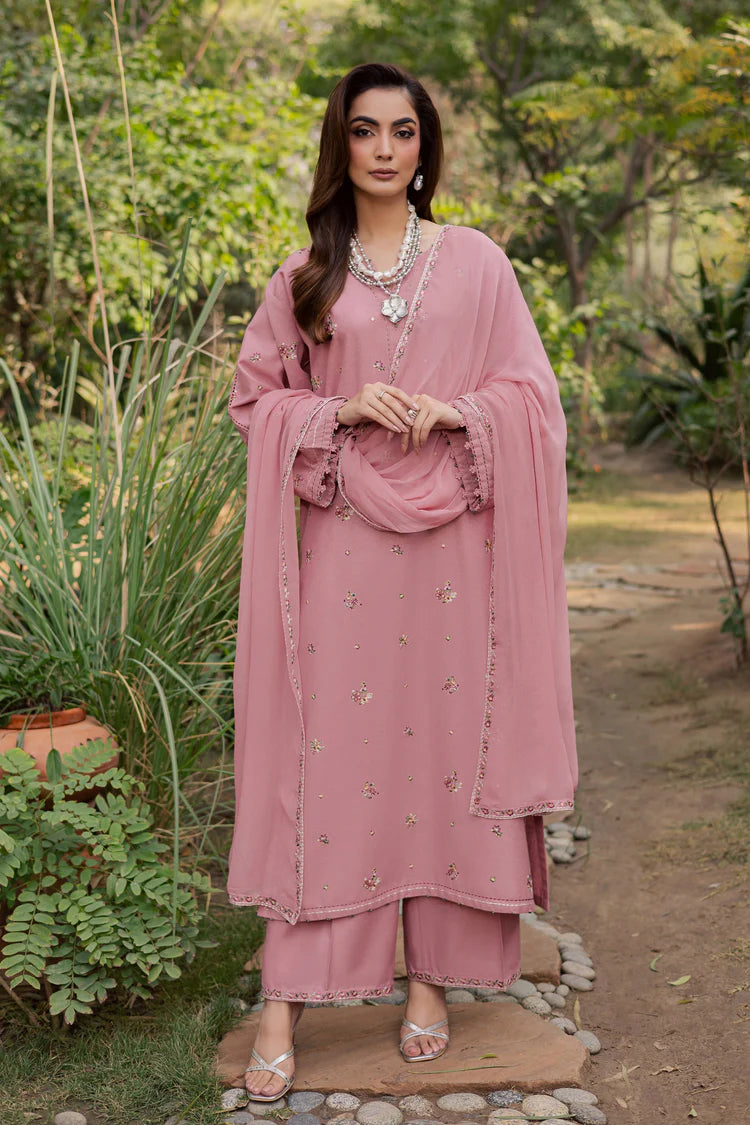 BrandsInn-3PC LAWN EMBROIDERED SHIRT WITH CHIFFON EMBROIDERED DUPATTA AND TROUSER-BI-4755