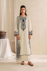 BrandsInn-3PC KHADDAR EMBROIDERED SHIRT WITH COURTRAI PRINTED SHAWL AND TROUSER-BI-4307